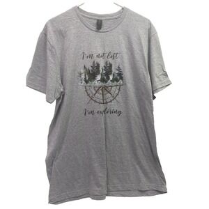 Gildan Graphic T-Shirt Large Grey Excellent Im Not‎ Lost Im Exploring Compass